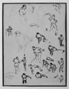 Study Sheet with Mowing Farmers by August Macke
