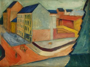 Unsere Strasse mit Reitbahn, Bonn, 1913 by August Macke