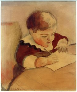 Walter Painting at the Table by August Macke
