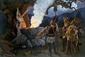 Celtic Warriors Consult a Priestess