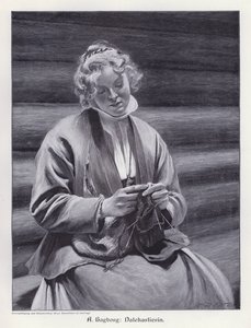 Portrait of a woman knitting