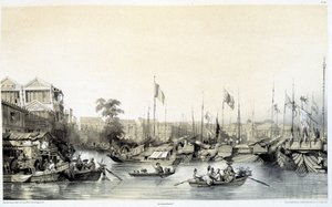 European Factories in Canton (drawings and lithographs) by Auguste Borget