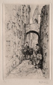Dwarf in Narrow Street by Auguste Brouet