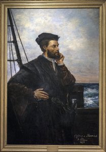 Portrait of Jacques Cartier (1491-1557), French navigator and explorer. Painting by Auguste Lemoine 1848-1909 - 1895 SAINT MALO museum of history