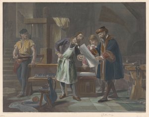 Interior of the printing house of Johannes Gutenberg