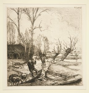The Flooded Marais - The Shepherd by Auguste Lepere