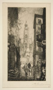 Rue de la Montagne Sainte-Geneviève, Paris by Auguste Lepere