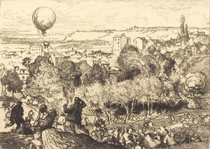 The Falling Balloon, in Pre-Saint-Gervais, 1910 by Auguste Lepere