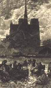 Watering-place behind Notre-Dame by Auguste Lepere