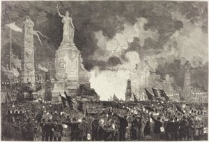 14 July. Illumination of the Place de la République by Auguste Lepère after Henri Louis Scott