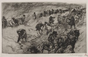 Fight against the Snow, Quai aux Fleurs by Auguste Louis Lepère