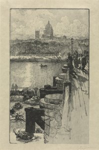 Fishermen on a Pier, Paris by Auguste Louis Lepère