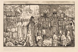 The Procession of the Feast of Corpus Christi in Nantes by Auguste Louis Lepère