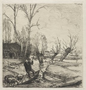 Man in a Boat with Three Sheep by Auguste Louis Lepère
