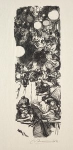 July 14, Rue de Belleville, Midnight by Auguste Louis Lepère