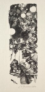 14 July, Rue de Belleville, midnight by Auguste Louis Lepère