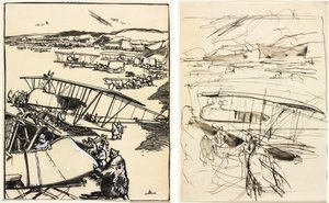 Planes Resting on the Ground (recto and verso)