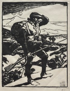 Alpine Hunter Looking at the Rhine Plain