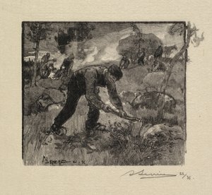 Fontainebleau Forest: Pulling the Heather by Auguste Louis Lepère