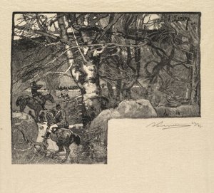Fontainebleau Forest: Ride to the Hounds at Mont-Gérard La Forêt de Fontainebleau, 1890 by Auguste Louis Lepère