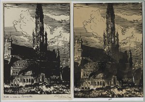 Hôtel de Ville de Bruxelles en feu, 1914