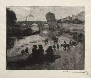 The Watering Place of Pont Marie by Auguste Louis Lepère