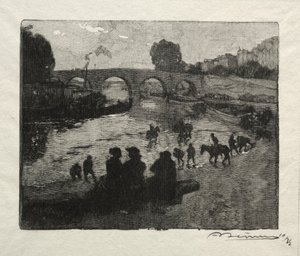 The Watering Place of Pont Marie by Auguste Louis Lepère