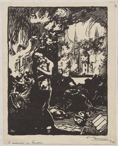 The Fire of Louvain by Auguste Louis Lepère