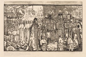 The Procession of the Feast of Corpus Christi in Nantes by Auguste Louis Lepère