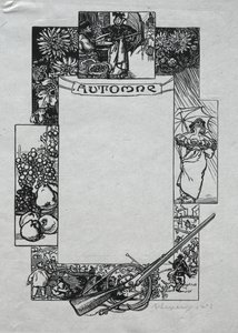 Paris Almanac, 1897: Decorative Border, Autumn by Auguste Louis Lepère