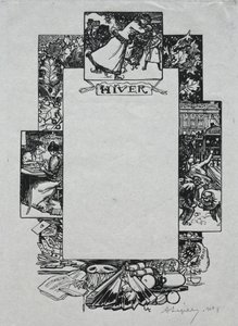 Paris Almanac, 1897: Decorative Border, Winter
