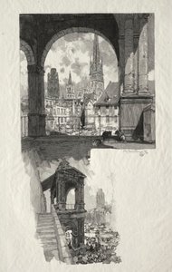 Rouen Illustré: Place de la Haute Vieille Tour, Edicule de la Fierte, 1896 by Auguste Louis Lepère