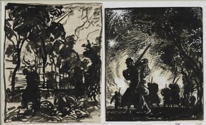 Night Scene; Patrol at the Edge of a Wood