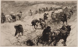Snowball Fight: Quai aux Fleurs by Auguste Louis Lepère