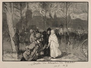 Exit of the Chatelet Theatre by Auguste Louis Lepère