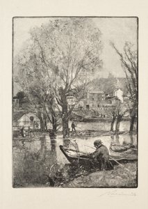 A Corner of Billancourt Island by Auguste Louis Lepère