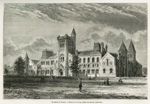 The University of Toronto, Drawing by A.Deroy, to Illustrate the Story of an Excursion to Canada and the Northern Red River in 1873 by H. de Lamotte. Engraving in 
