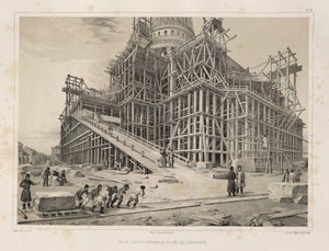 View of the Cathedral surrounded by wooden scaffolding From: The Construction of the Saint Isaacs Cathedral, 1845 by Auguste de Montferrand