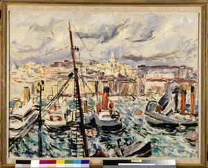 Tugs in the port of Marseille by Augustin Carrera