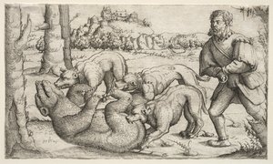 A Bear Hunt by Augustin Hirschvogel