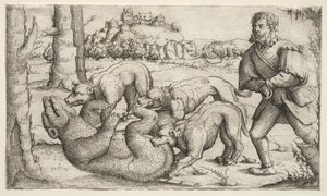 A Bear Hunt by Augustin Hirschvogel