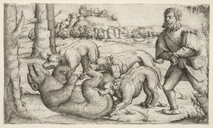 A Bear Hunt by Augustin Hirschvogel