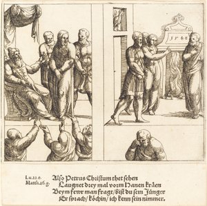 Christ before Caiaphas, and Peter Denying Christ by Augustin Hirschvogel