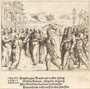 David is Welcomed after Killing Goliath, and Saul