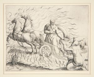 Elijah in the Fiery Chariot by Augustin Hirschvogel