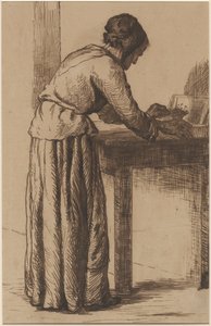 Old Woman Working by Augustin Théodule Ribot