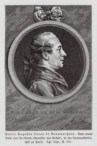 Pierre Beaumarchais, French Playwright by Augustin de (after) Saint-Aubin