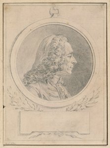 Portrait of Voltaire, after His Bust by Jean-Baptiste Lemoyne II by Augustin de Saint Aubin