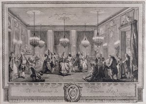 The Evening Dress Ball at the House of Monsieur de Villemorien Fila (engraved by L. Provost)