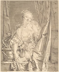 The Blown Kiss by Augustin de Saint Aubin after Jean Baptiste Greuze